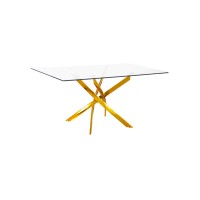 Genesis  Gold Rectangle 54" Clear glass Top Dining Table   (Online Only)