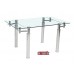 Tornado Modern Extension Dining Table with Clear extension glass in rectangular shape, butterfly leaf extension and stainless steel legs.(Online only)