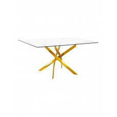 Genesis  Gold Rectangle 63" Clear glass Top Dining Table   (Online Only)