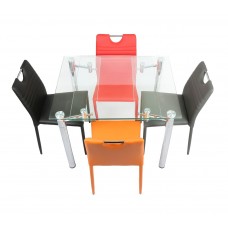 Tornado Modern Extension Dining Table with Clear extension glass in rectangular shape, butterfly leaf extension and stainless steel legs.(Online only)