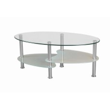 IF-2005 Tempered clear glass, a frosted bottom glass  and chrome legs Coffee table. (Online Only)