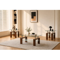 IF-2065 3 Pcs. Coffee table Set. Warm Walnut brown Legs. (Online Only) IF-2065 3 Pcs. Coffee table Set. Warm Walnut brown Legs. (Online Only)