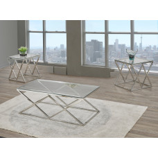 IF-2352 Coffee Table Set Glass Table Top with Stainless Steel Legs  (Online Only)