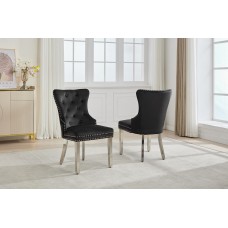 C-1246 Soft-Touch Black Velvet Dining Chair. SALE JUST SET OF 2 CHAIRS. (Online Only)