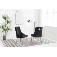C-1251 Black Velvet Dining Chair with Lion Knocker.SALE JUST SET OF 2 CHAIRS. (Online Only) (Sale)