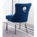 C-1252 Blue Velvet Dining Chair with Lion Knocker. SALE JUST SET OF 2 CHAIRS (Online only)