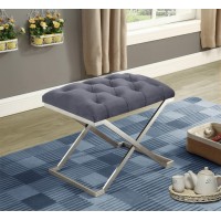 IF-6290 Grey Velvet Fabric Ottoman with Stainless Steel Legs. (Online only) IF-6290 Grey Velvet Fabric Ottoman with Stainless Steel Legs. (Online only)