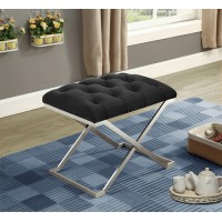 IF-6291 Black Velvet Fabric Ottoman with Stainless Steel Legs. (Online only) IF-6291 Black Velvet Fabric Ottoman with Stainless Steel Legs. (Online only)