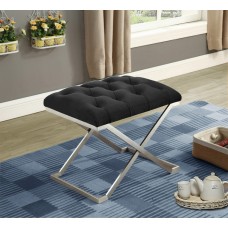 IF-6291 Black Velvet Fabric Ottoman with Stainless Steel Legs. (Online only)