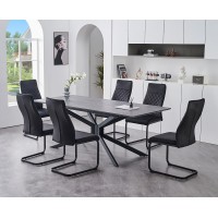 T-1570 Modern Extension Dining Table Grey Marble Veneer Top (Online Only) T-1570 Modern Extension Dining Table Grey Marble Veneer Top (Online Only)
