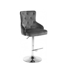 ST-6020 Grey Velvet Bar Stool with Deep Tufting,(Online only)