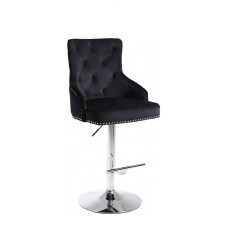 ST-6021 Black Velvet Bar Stool with Deep Tufting. (Online only)