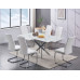 T-1442 Tempered White Marble Glass with Chrome Legs Dining Table (Online only)