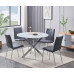 T-1445 White Marble Glass with Chrome Legs Dining Table.(Online only)