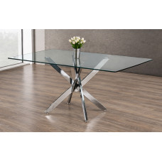 T-1448 Clear Glass Top With chrome legs Dining Table ( Online only)