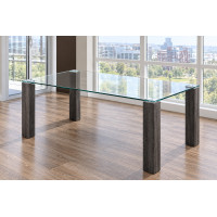 T-1449 Clear Glass 59 " With Grey Wooden Legs Dining Table (Online only)