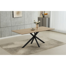 T-1510 Wood Top With Black Steel Legs Dining Table (Online Only)