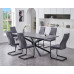 T-1570 Modern Extension Dining Table Grey Marble Veneer Top  (Online Only)