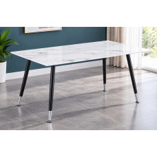 T-1580 White Marble Glass Top with Black/Grey Metal Legs. (Online only) T-1580 White Marble Glass Top with Black/Grey Metal Legs. (Online only)