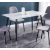T-1580 White Marble Glass Top with Black/Grey Metal Legs. (Online only)