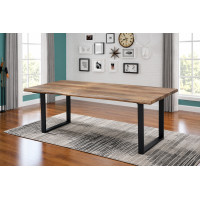 T-1810 Faux Live Edge Wood Table With Black Metal U Shape Legs. (Online only)