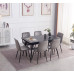 T-1817  Modern Extension Dining Table with Sintered Stone Black Marble Top   . (Online Only)