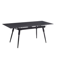 T-1817  Modern Extension Dining Table with Sintered Stone Black Marble Top   . (Online Only)