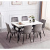 T-1818 Modern Extension Dining Table with Sintered Stone White Marble Top With Black Steel Legs (Online Only)