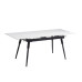 T-1818 Modern Extension Dining Table with Sintered Stone White Marble Top With Black Steel Legs (Online Only)