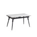 T-1818 Modern Extension Dining Table with Sintered Stone White Marble Top With Black Steel Legs (Online Only)