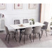 T-1818 Modern Extension Dining Table with Sintered Stone White Marble Top With Black Steel Legs (Online Only)