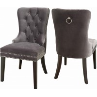 C-1220 Grey Velvet Dining Chair with Nail Head Details. SALE JUST SET OF 2 CHAIRS (Online only)