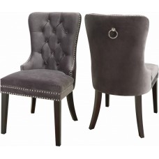 C-1220 Grey Velvet Dining Chair with Nail Head Details. SALE JUST SET OF 2 CHAIRS (Online only)