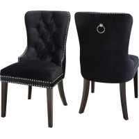 C-1221 Black Velvet Dining Chair with Nail Head Details. SALE JUST SET OF 2 CHAIRS (Online only)