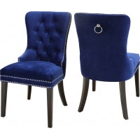 C-1222 Navy Blue Velvet Dining Chair with Nail Head Details. SALE JUST SET OF 2 CHAIRS (Online only)
