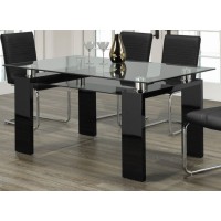 T-1485 Clear Glass Top Dining table with Black gloss Legs (Online only)