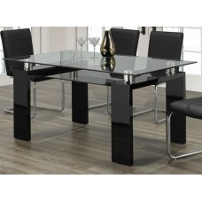 T-1485 Clear Glass Top Dining table with Black gloss Legs (Online only)