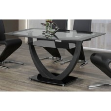 T-5067 Black Trim Glass with Bottom Glass Black and Metal Base Dining Table (Online only )
