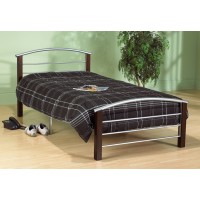 IF-127 Silver Metal Bed With Dark Cherry Posts Single size. (Online only)