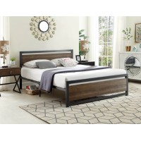 IF-5261  Wood Panel With a Grey Steel Frame Double, Queen Size bed (Online only)