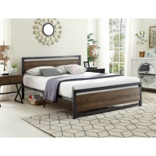 IF-5261  Wood Panel With a Grey Steel Frame Double, Queen Size bed (Online only)