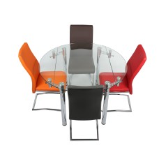 Friends Modern Extension Dining Table with clear tempered 12 mm glass (online only)