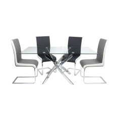 Genesis Rectangle 63" Clear glass Top Dining Table (Online Only)