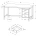I 7046 Computer Desk-60"L, White/Silver Metal  ( Online Only)